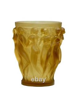 René Lalique (1860-1945) Bacchantes Yellow Rene Lalique Glass Vase
