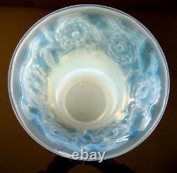 Rene Lalique 1930 Opalescent Orleans Vase with Blue Patina. 8. 1 Repaired Chip