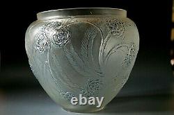 Rene Lalique Nefliers Glass Vase With Blue Staining, Circa 1923