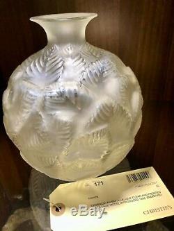 Rene Lalique Ormeaux Clear and Frosted Glass Vase (984) with Provenance