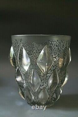 Rene Lalique Rampillon Glass Vase With Grey Patina Model 991 Circa 1927