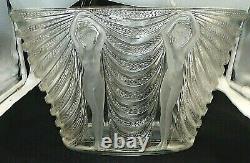 Rene R. Lalique France Signed Terpsichore Nudes Large Heavy Art Glass Vase 1937