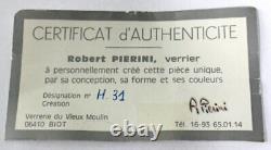 Robert Pierini Signed Art Glass Vase, French, 1985, 7.5