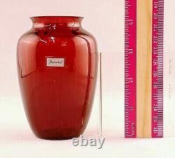 Ruby Red Signed Baccarat Glass Crystal Naiades 110 Vase in Padded Display Box