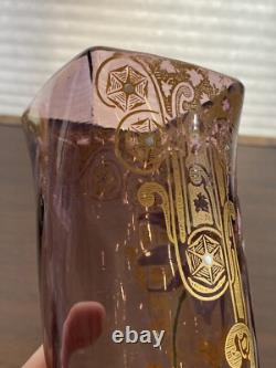STUNNING ANTIQUE FRENCH MONT JOYE Legras Amethyst Enameled Flower Vase 11H