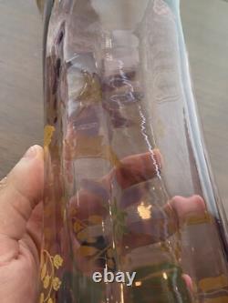 STUNNING ANTIQUE FRENCH MONT JOYE Legras Amethyst Enameled Flower Vase 11H