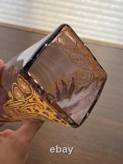 STUNNING ANTIQUE FRENCH MONT JOYE Legras Amethyst Enameled Flower Vase 11H