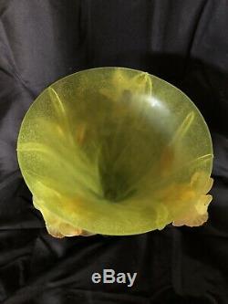 STUNNING Jean Daum Daffodil Vase Pate De Verre French Glass Large 10 in