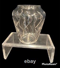 ST. LOUIS France Elegant French Art Glass Crystal 5 1/2 Tall Zig Zag Vase