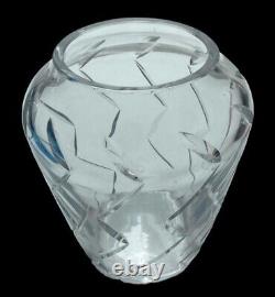 ST. LOUIS France Elegant French Art Glass Crystal 5 1/2 Zig Zag Vase SIGNED