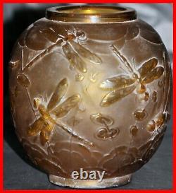 Sabino Amber Glass Vase Model Libellules 7008