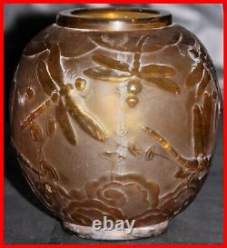 Sabino Amber Glass Vase Model Libellules 7008