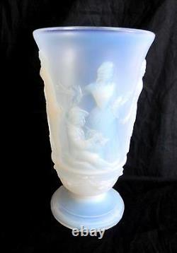 Sabino style blue opalescent LARGE art glass vase Menuet France