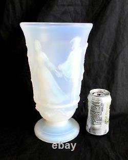 Sabino style blue opalescent LARGE art glass vase Menuet France