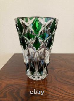 Saint Louis Cut Glass Flower Vase Crystal Green Art Interior Engraved