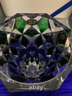 Saint Louis Cut Glass Flower Vase Crystal Green Art Interior Engraved