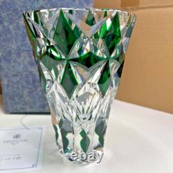 Saint Louis Cut Glass Flower Vase Crystal Green Art Interior Engraved unused
