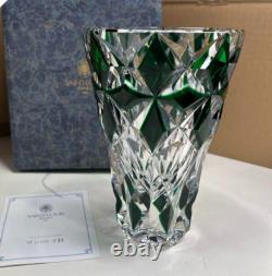 Saint Louis Cut Glass Flower Vase Crystal Green Art Interior Engraved unused