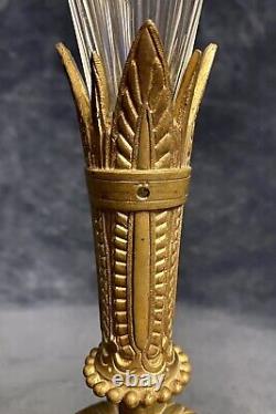 Scarce French Napoleon III Brass & Glass Epergne Vase 14.25H C-1850-1870
