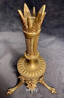 Scarce French Napoleon III Brass & Glass Epergne Vase 14.25H C-1850-1870