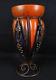Schneider Orange French Art Glass Vase in Wrought Iron Grapes Mounting 14.5 H