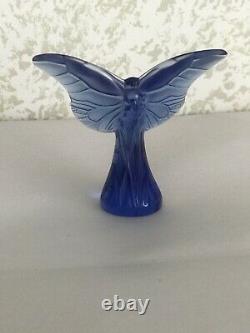 Set Of Lalique Clear & Frosted Glass Butterflies Vase 8 And Figures But