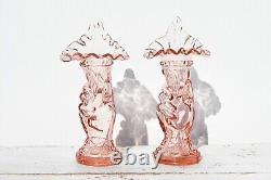 Set of Two 19th Century French Hand Glass Vase Holding Horn of Plenty