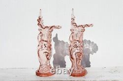 Set of Two 19th Century French Hand Glass Vase Holding Horn of Plenty