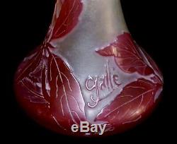 Signed Antique Emile GALLE Art Nouveau Cameo Art Glass Vase c. 1900 Cabinet Vase