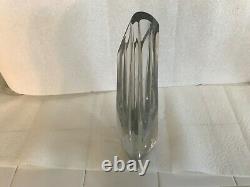 Signed BACCARAT Crystal Glass Large Size 13-inch Triangular Giverny ROSE VASE