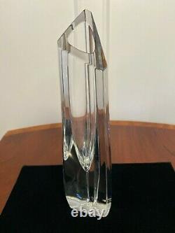 Signed BACCARAT Crystal Glass Large Size 13-inch Triangular ROSE VASE