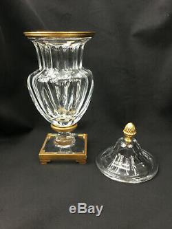 Signed Baccarat Bronze Ormolu Crystal Lidded Vase / Urn