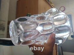 Signed French Art Deco Heavy Crystal Glass Lobbed Vase