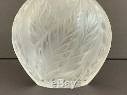 Signed Lalique Crystal Filicaria Pillow Leaf Vase