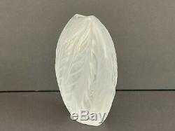 Signed Lalique Crystal Filicaria Pillow Leaf Vase