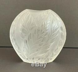 Signed Lalique Crystal Filicaria Pillow Leaf Vase