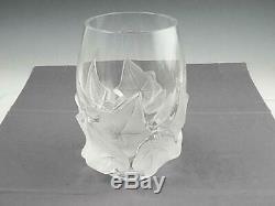 Signed Lalique France Crystal Hedera Vase Ivy Leaf 6 7/8 H Frosted Clear Glass