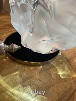 Signed Lalique France Crystal Hedera Vase Ivy Leaf 6 7/8 H Frosted Clear Glass