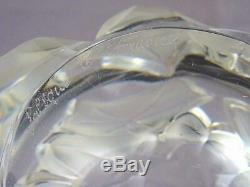 Signed Lalique France Crystal Hedera Vase Ivy Leaf 6 7/8 H Frosted Clear Glass