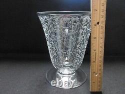 Signed Vintage Baccarat French Crystal 7 Vase with Michelangelo Etching