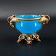 Small Antique French Robin Egg Blue Opaline Glass Bronze Ormolu Vase