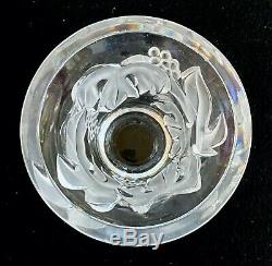 Small Lalique French Crystal Saumur Vase Grapes & Vines Mint Signed Nice