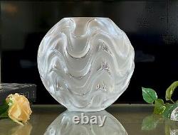 Spectacular Lalique Crystal Vibrations Spherical 12 Vase Signed Mint