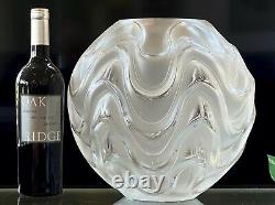 Spectacular Lalique Crystal Vibrations Spherical 12 Vase Signed Mint