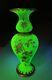 St. Louis Cameo Art Glass Vase with Green Ground & Red Gilt Floral Deco Glows