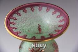St. Louis Cameo Art Glass Vase with Green Ground & Red Gilt Floral Deco Glows