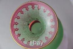 St. Louis Cameo Art Glass Vase with Green Ground & Red Gilt Floral Deco Glows
