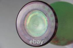 St. Louis Cameo Art Glass Vase with Green Ground & Red Gilt Floral Deco Glows