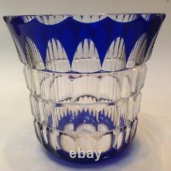 St Saint Louis French Cut Crystal Cobalt Blue Vase Art Deco C1925 Paris France