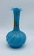 Stunning 19th Century FRENCH BLUE OPALINE Twisted Glass Vase With Gold Enamel